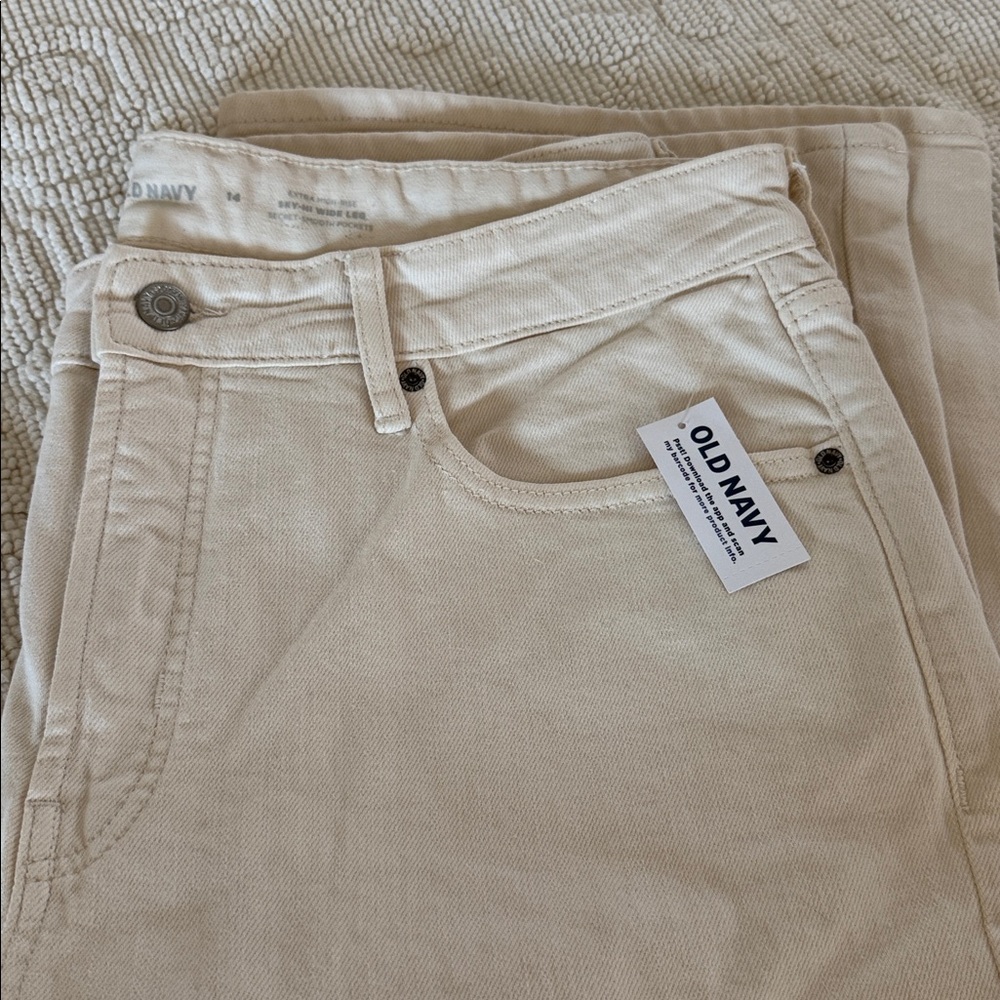 Old Navy Beige Wide Leg Jeans